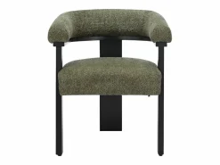 Vente-unique Sillas Y Lotes De Sillas|Conjunto de 2 sillas en tela bouclé y madera de hevea - Verde caqui y negro - LIVELIA