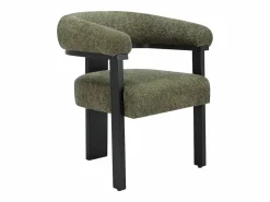 Vente-unique Sillas Y Lotes De Sillas|Conjunto de 2 sillas en tela bouclé y madera de hevea - Verde caqui y negro - LIVELIA