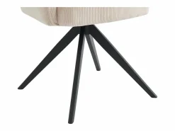 Vente-unique Conjunto de 6 sillas giratorias de terciopelo acanalado y metal negro - - KONYA Crema Outlet