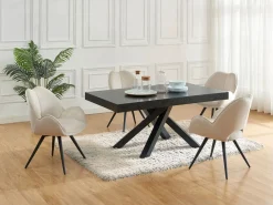 Conjunto de 6 sillas giratorias con reposabrazos en tela y metal negro - - GULSUN^Maison Céphy Clearance