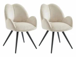 Maison Céphy Sillas Y Lotes De Sillas|Conjunto de 2 sillas giratorias con reposabrazos en tela y metal negro - - GULSUN
