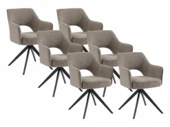 Vente-unique Sillas Y Lotes De Sillas|Conjunto de 6 sillas pivotantes Con reposabrazos de tela y metal - Gris - KONYA