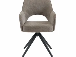 Vente-unique Sillas Y Lotes De Sillas|Conjunto de 6 sillas pivotantes Con reposabrazos de tela y metal - Gris - KONYA