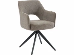 Vente-unique Sillas Y Lotes De Sillas|Conjunto de 6 sillas pivotantes Con reposabrazos de tela y metal - Gris - KONYA