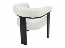 Conjunto de 2 sillas reposabrazos en tela bouclé y madera de Haya - Blanco y negro - LIVELIA^Vente-unique Clearance