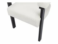 Conjunto de 2 sillas reposabrazos en tela bouclé y madera de Haya - Blanco y negro - LIVELIA^Vente-unique Clearance