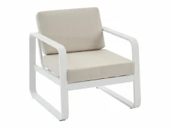 MYLIA Salones De Jardín|Conjunto de 2 sillones de jardín de aluminio - con cojines beige - LOMIA de