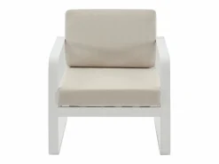 MYLIA Salones De Jardín|Conjunto de 2 sillones de jardín de aluminio - con cojines beige - LOMIA de