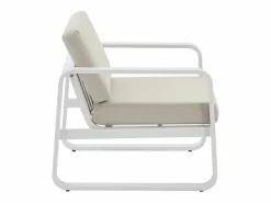 MYLIA Salones De Jardín|Conjunto de 2 sillones de jardín de aluminio - con cojines beige - LOMIA de