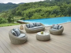 MYLIA Conjunto de 2 sillones de jardín de resina trenzada natural oscuro - WHITEHEAVEN de Color natural oscuro Hot