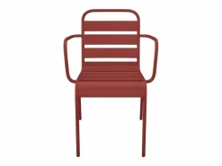 MYLIA Conjunto de 2 sillones de jardín apilables de metal - - MIRMANDE de Rojo Clearance