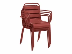 MYLIA Conjunto de 2 sillones de jardín apilables de metal - - MIRMANDE de Rojo Clearance