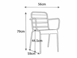 MYLIA Conjunto de 2 sillones de jardín apilables de metal - - MIRMANDE de Rojo Clearance