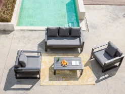 MYLIA Conjunto de 2 sillones de jardín de aluminio - antracita - MOLOKAI Gris antracita Outlet