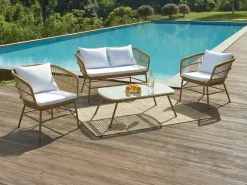 MYLIA Conjunto de 2 sillones de jardín de resina trenzada - Natural claro - LOUSINI de Color natural claro Best