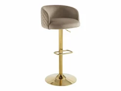 Vente-unique Muebles De Bar|Taburete Alto|Conjunto de 2 taburete de bar de terciopelo y metal dorado - Altura ajustable - - PERLANITA
