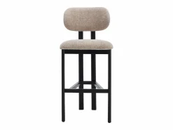 Conjunto de 2 taburetes de bar en tela texturizada y madera de hevea negra - - YELAZ^Vente-unique Outlet