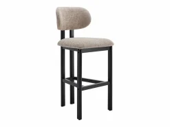 Conjunto de 2 taburetes de bar en tela texturizada y madera de hevea negra - - YELAZ^Vente-unique Outlet