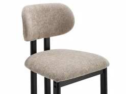 Conjunto de 2 taburetes de bar en tela texturizada y madera de hevea negra - - YELAZ^Vente-unique Outlet