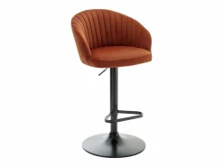 Vente-unique Conjunto de 2 taburetes de bar de terciopelo y metal negro - - DORALIZ Terracota Sale