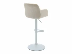 Vente-unique Muebles De Bar|Taburete Alto|Conjunto de 2 taburetes de bar de terciopelo y metal blanco - Altura ajustable - Crema - PEGA