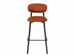 Vente-unique Conjunto de 2 taburetes de terciopelo y metal negro - - LAKABI Terracota Clearance