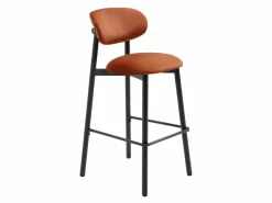 Vente-unique Conjunto de 2 taburetes de terciopelo y metal negro - - LAKABI Terracota Clearance