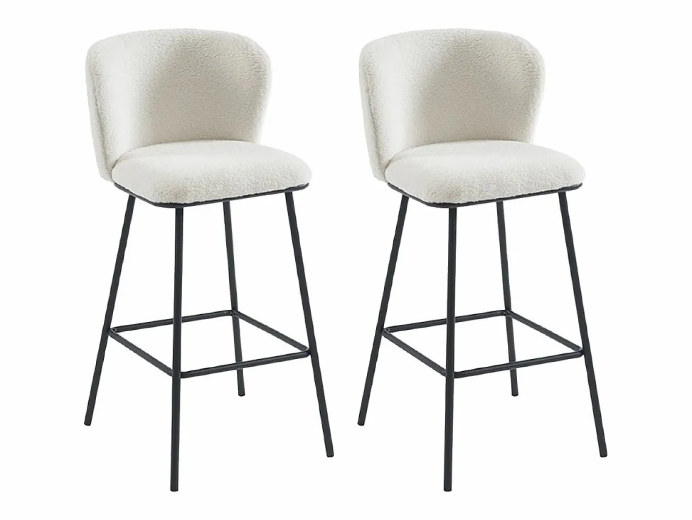 Vente-unique Conjunto de 2 taburetes de bar en tela bouclé y metal - - SENORASE Blanco Clearance