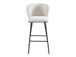 Vente-unique Conjunto de 2 taburetes de bar en tela bouclé y metal - - SENORASE Blanco Clearance