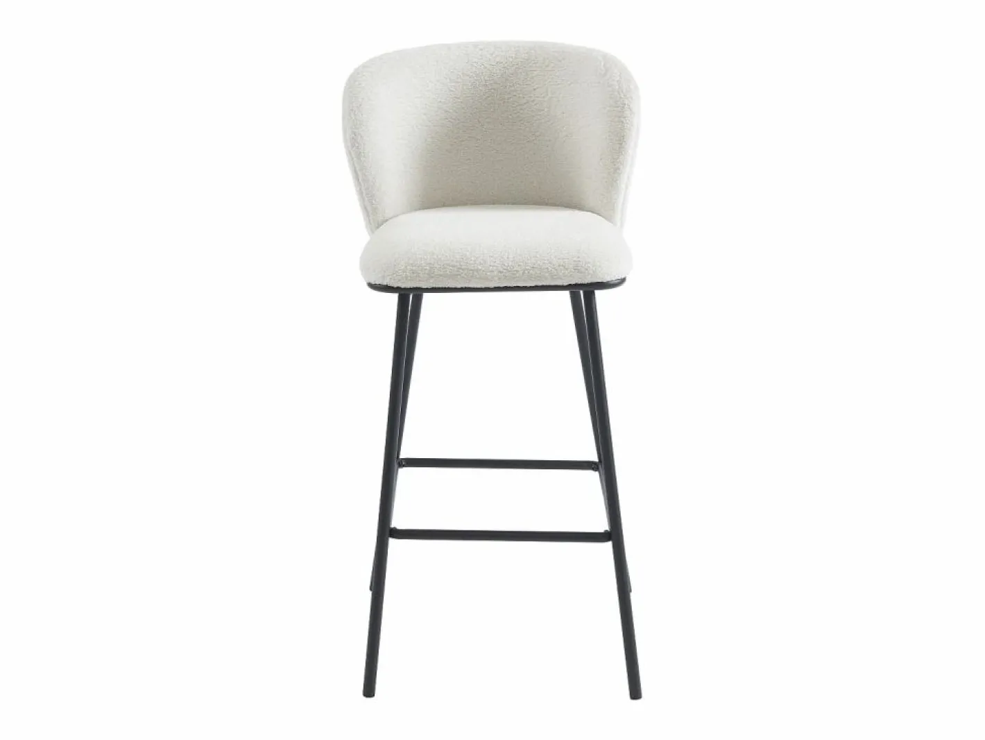 Vente-unique Conjunto de 2 taburetes de bar en tela bouclé y metal - - SENORASE Blanco Clearance
