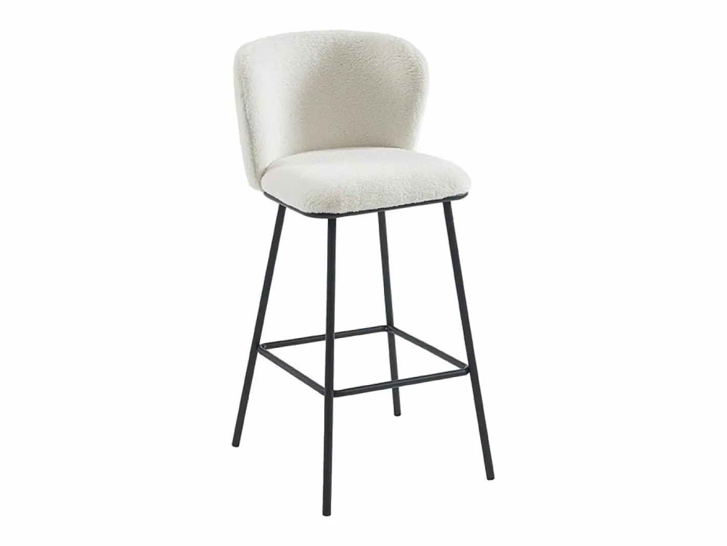 Vente-unique Conjunto de 2 taburetes de bar en tela bouclé y metal - - SENORASE Blanco Clearance