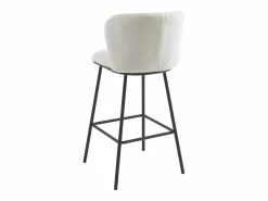 Vente-unique Conjunto de 2 taburetes de bar en tela bouclé y metal - - SENORASE Blanco Clearance