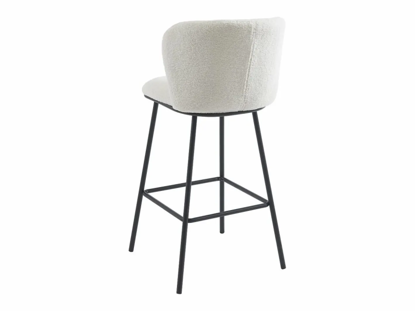 Vente-unique Conjunto de 2 taburetes de bar en tela bouclé y metal - - SENORASE Blanco Clearance