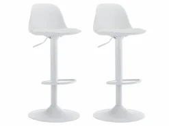 Vente-unique Conjunto de 2 taburetes de bar de polipropileno y metal - - XAFY Blanco New