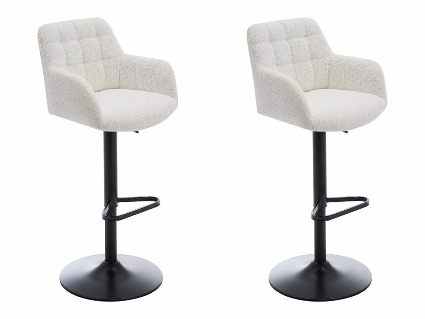 Vente-unique Muebles De Bar|Taburete Alto|Conjunto de 2 taburetes de bar de tela rizada y metal - Altura ajustable - - PEGA