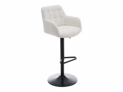 Vente-unique Muebles De Bar|Taburete Alto|Conjunto de 2 taburetes de bar de tela rizada y metal - Altura ajustable - - PEGA