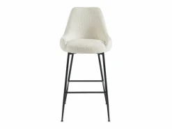 Conjunto de 2 taburetes de bar de tela rizada y metal negro - - TOYBA^Vente-unique