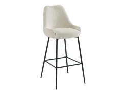 Conjunto de 2 taburetes de bar de tela rizada y metal negro - - TOYBA^Vente-unique