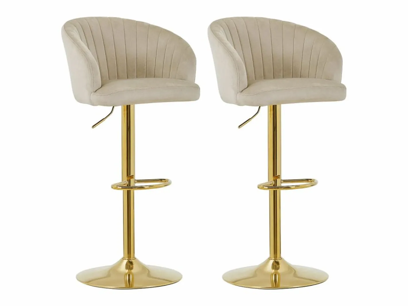 Conjunto de 2 taburetes de bar de terciopelo y metal - Altura regulable - - DORALIZ^Vente-unique New