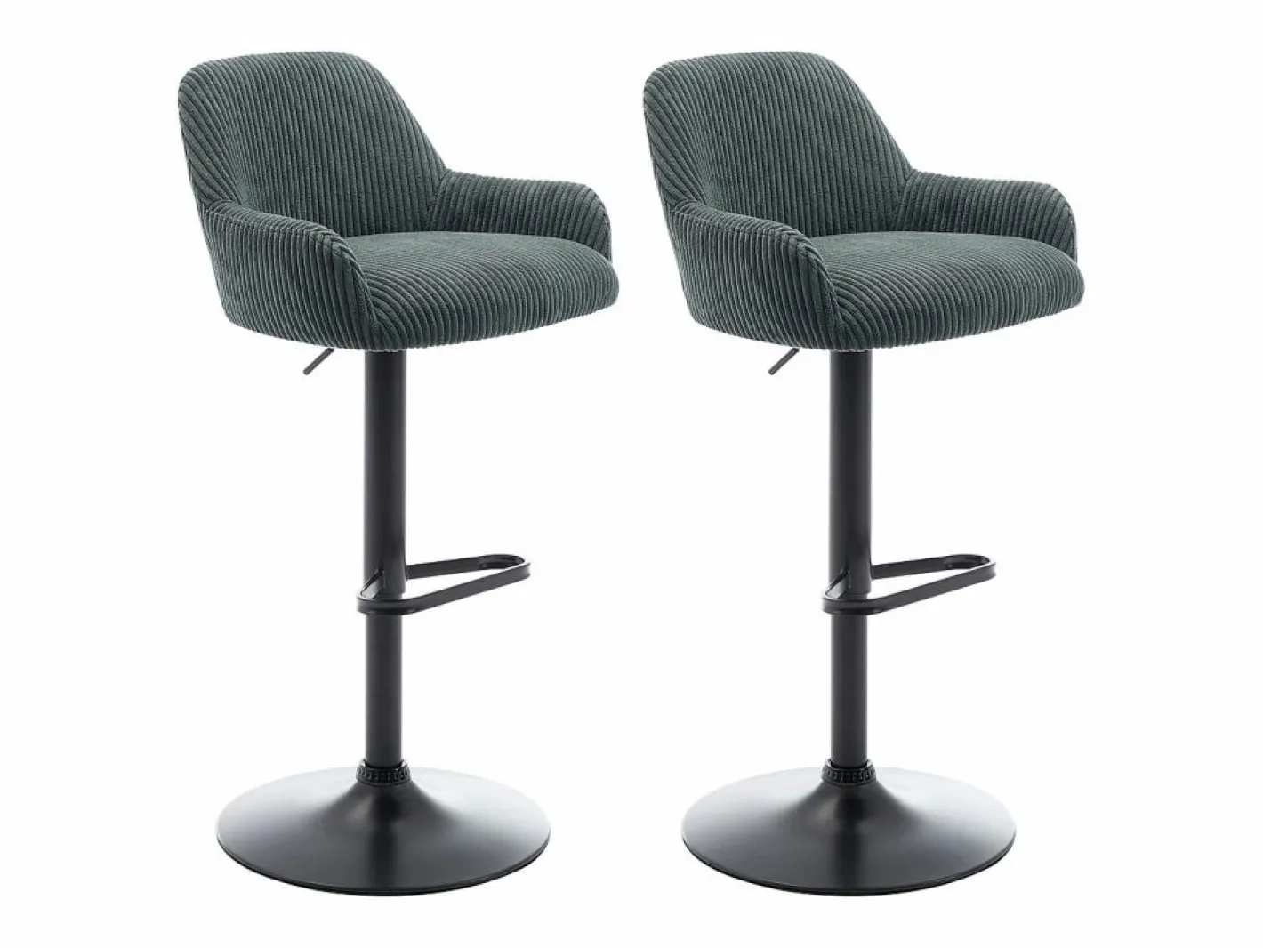 Vente-unique Conjunto de 2 taburetes de pana y metal negro - Altura ajustable - Verde - LILIYA Verde pino Discount