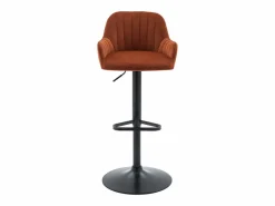 Vente-unique Muebles De Bar|Taburete Alto|Conjunto de 2 taburetes de bar de terciopelo y metal - Altura ajustable - - ELEANA