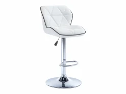 Vente-unique Conjunto de 2 taburetes de bar en piel sintética y acero cromado - Altura regulable - - CALVIN Blanco Best