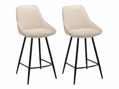 Conjunto de 2 taburetes de bar de terciopelo acanalado y metal negro - - MASURIE^Vente-unique Discount