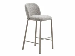 Vente-unique Conjunto de 2 taburetes en tela texturizada y metal topo - - JIZAK Beige Discount