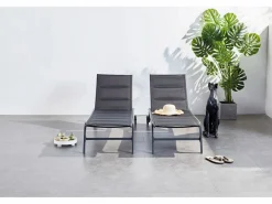 Concept-Usine Conjunto de 2 tumbonas de aluminio LISBOA Negro Best