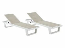 Conjunto de 2 tumbonas de aluminio y textilene - y blanco - NABUNA de^MYLIA Clearance