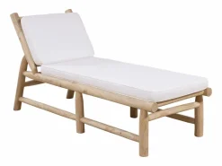 MYLIA Tumbona|Conjunto de 2 tumbonas de teca con colchón - Natural claro y blanco - TULUM de