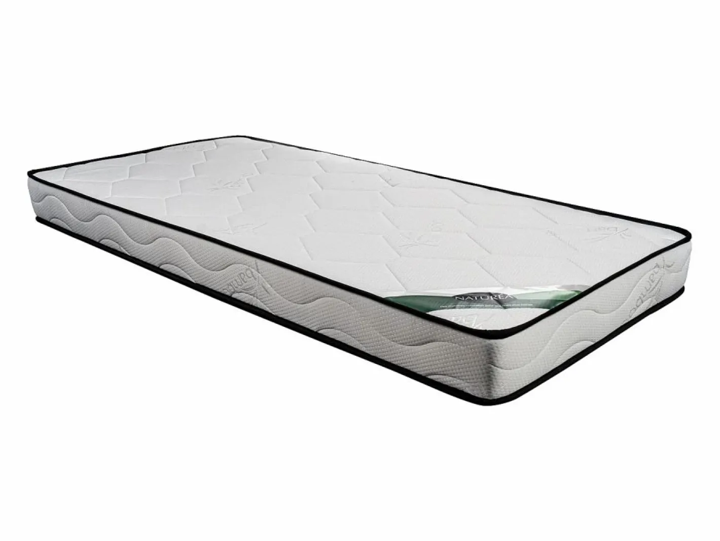 NATUREA Conjunto de 90 x 190 cm. Somier de láminas + colchón de espuma y tela de bambú - KANANI de Negro Online