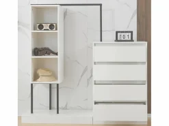 Conjunto de armario con cajones, aparador y barra para colgar ropa, 140x40x135cm.^ Online