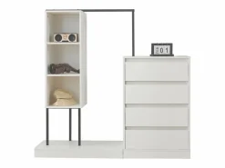 Conjunto de armario con cajones, aparador y barra para colgar ropa, 140x40x135cm.^ Online